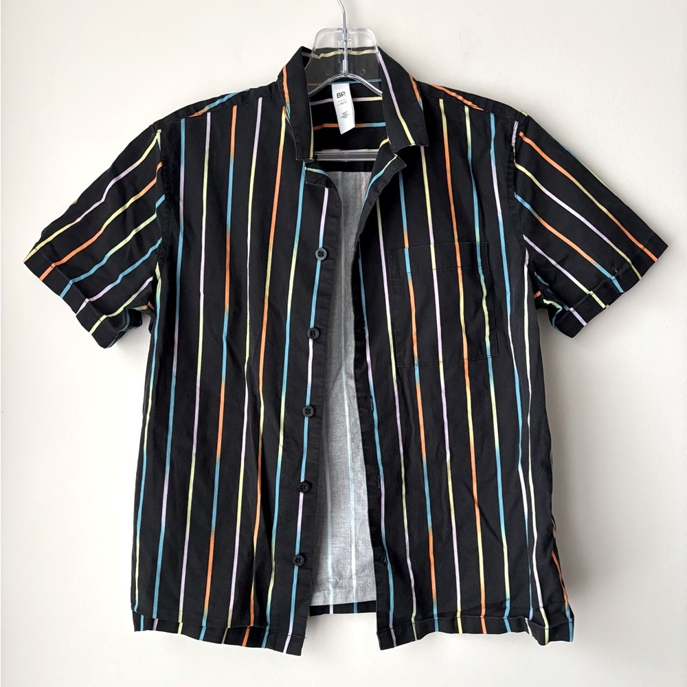 BP (Be Proud) Black Multicolor Striped Kids Shirt Large 10-12yo